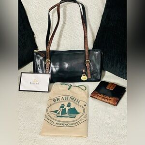 Authentic Brahmin leather handbag with wallet